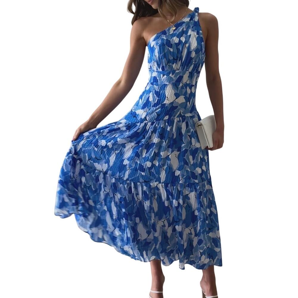 Billy J SIZE 10 Blue/white floral Jayma Maxi dress summer wedding NWT